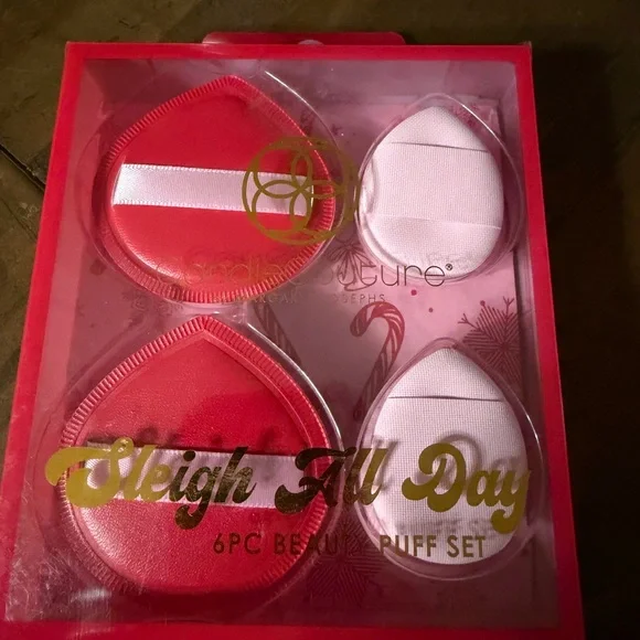 Beauty puff set make up application 6 piece beauty puff set new 6 pcs pink/red - Picture 1 of 3